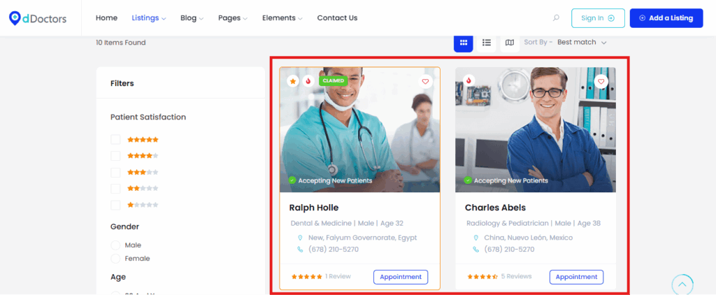 appointment of of medical directory website