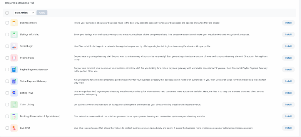install required extenstions