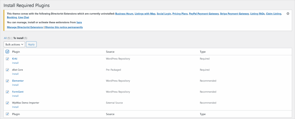 Install required plugins